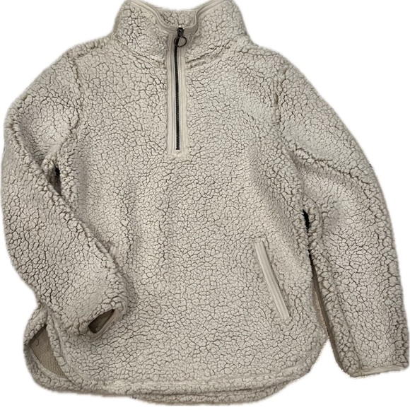 Cozy Sherpa 1/4 Zipped Fleece Cream Womens Size Medium - Picture 6 of 7